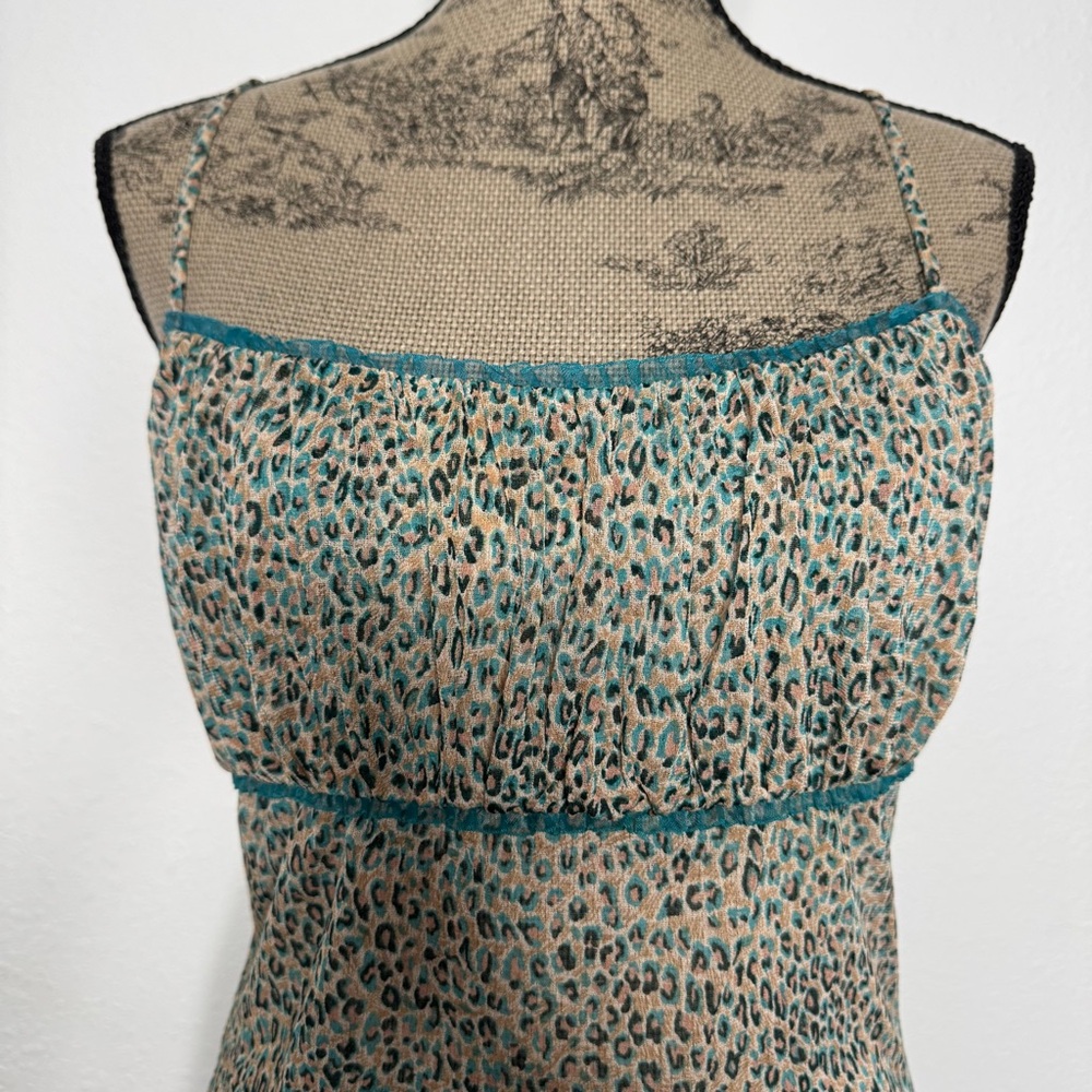 DVF Diane Von Furstenberg Leopard Print Cami Spaghetti Strap Y2K Women’s Top - Picture 3 of 7